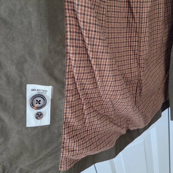 Selected Homme Olive Green Wax Coat (Brand New w Tags) - Sz L- fabulous & Rare - Picture 8 of 12